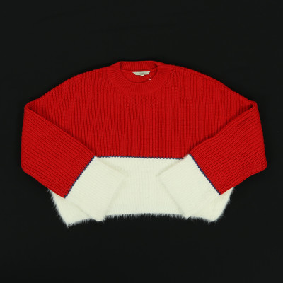 C&A piros/fehér kötött pulóver