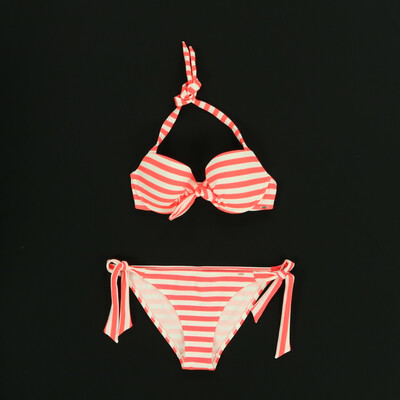 Skiny neon rózsaszín/fehér bikini