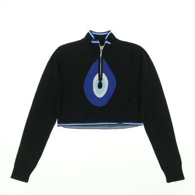 RVNI fekete rövid finomkötött hosszú ujjú felső