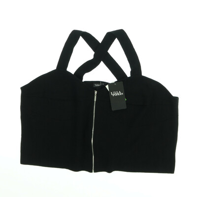 Ulla Popken fekete finomkötött crop top