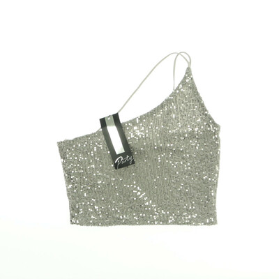 Amisu szürke flitteres crop top