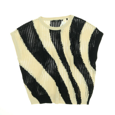 Bonita bézs/fekete finomkötött rövid ujjú felső