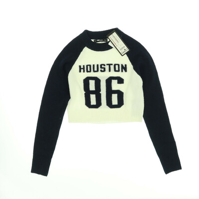 Fishbone Sister fehér/sötétkék finomkötött hosszú ujjú felső