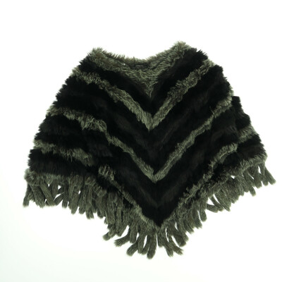 Passport. fekete/szürke szőrme poncsó