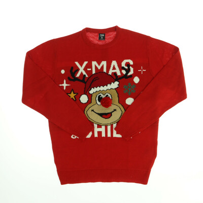 Fishbone piros karácsonyi pulóver