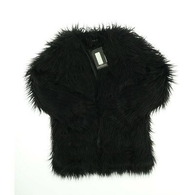 PrettyLittleThing fekete szőrme kabát