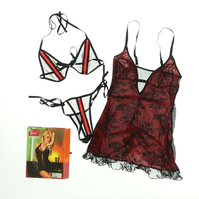 Cottelli Collection bordó/fekete fehérnemű szett