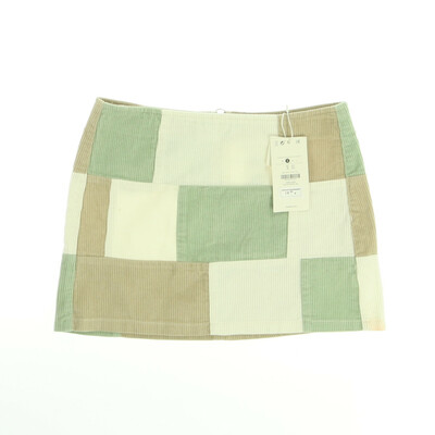 Bershka zöld/bézs kordbársony mini szoknya
