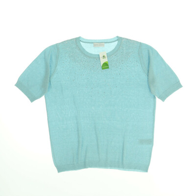 Judith Williams kék finomkötött rövid ujjú felső