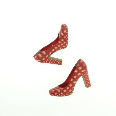 Tamaris bordó/fehér pöttyös magassarkú cipő